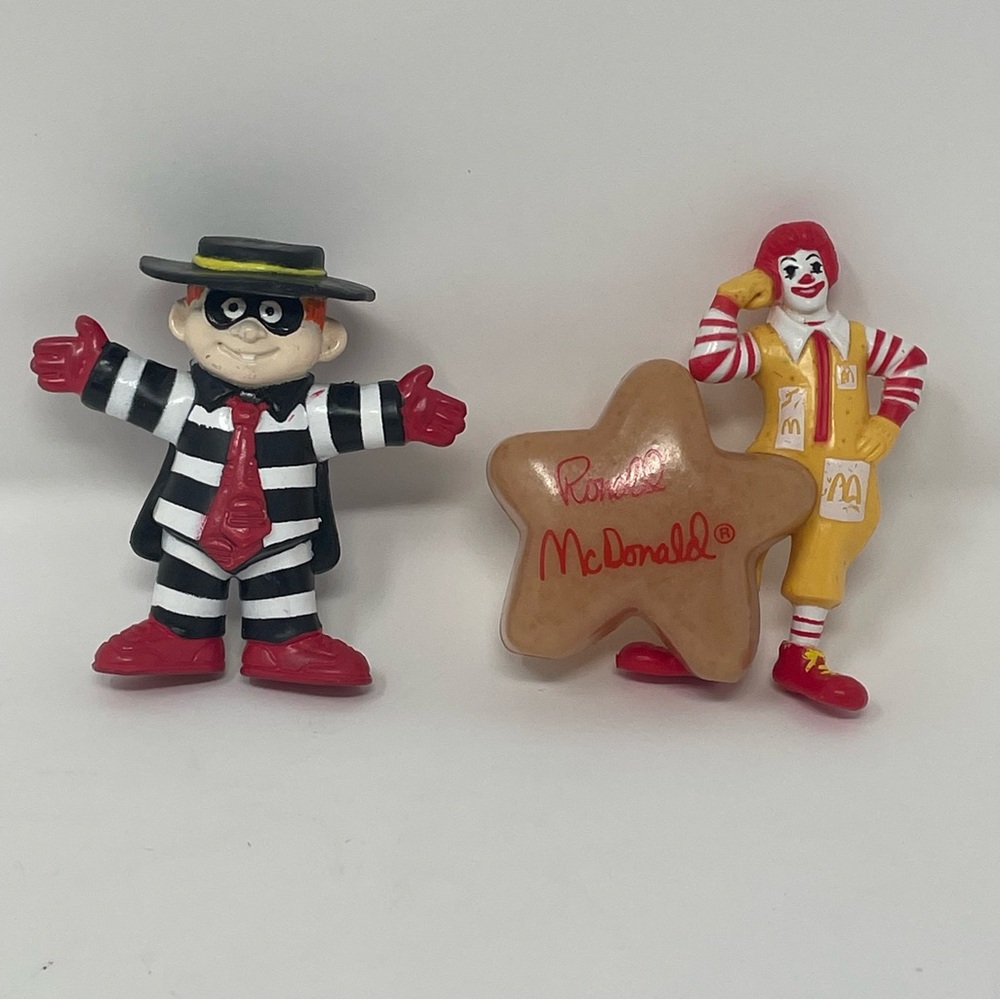 Vtg McDonald's Happy Meal Toys 1988 Ronald McDonald & 1995 Hamburglar Figure Lot